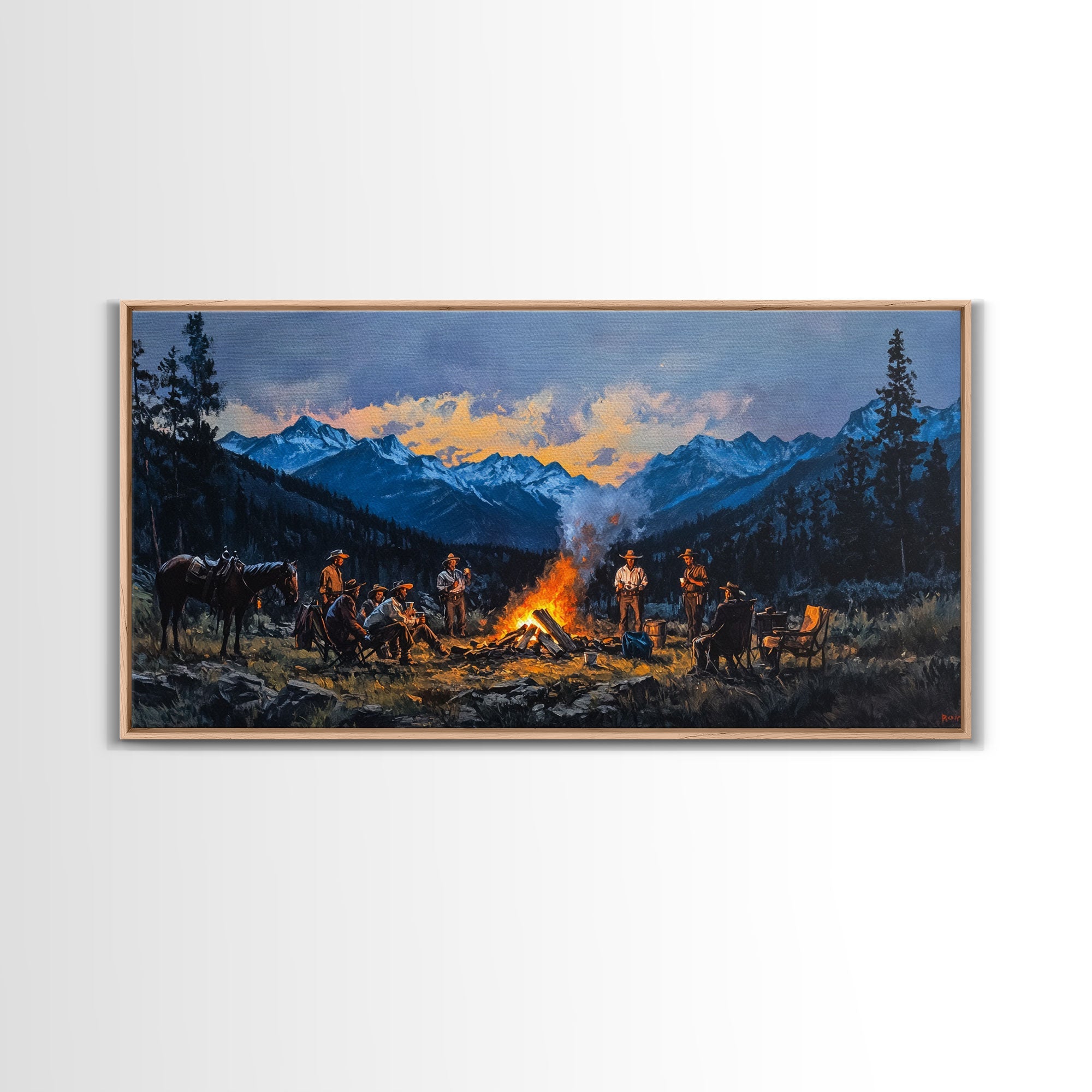 Cowboys Campfire Evening Wall Art