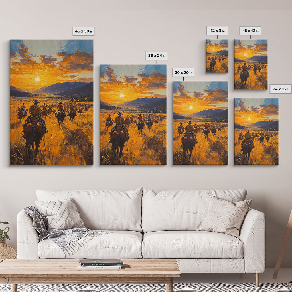 Cowboy Riders at Dusk Wall Art