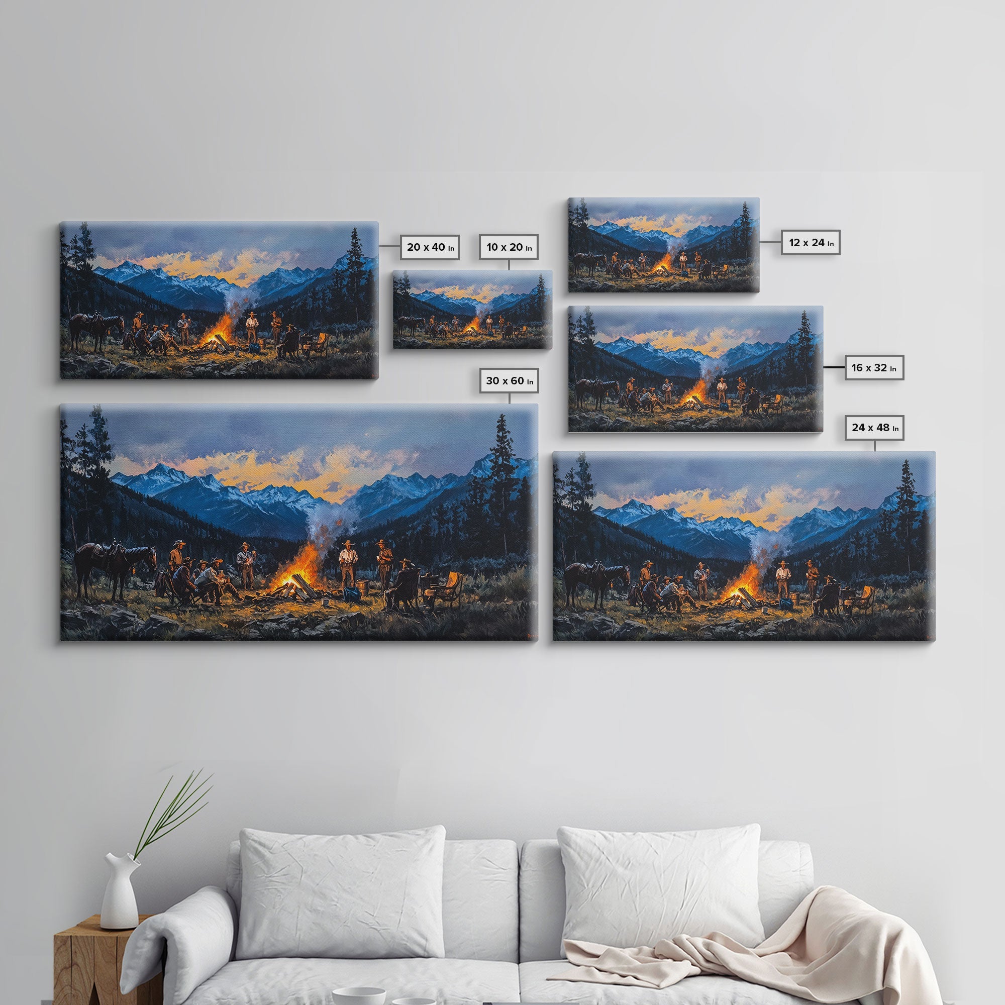 Cowboys Campfire Evening Wall Art