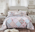 Hint of Mint Floral Pastel Cotton Patchwork Ruffle Bedspread Set (JHW-3036)