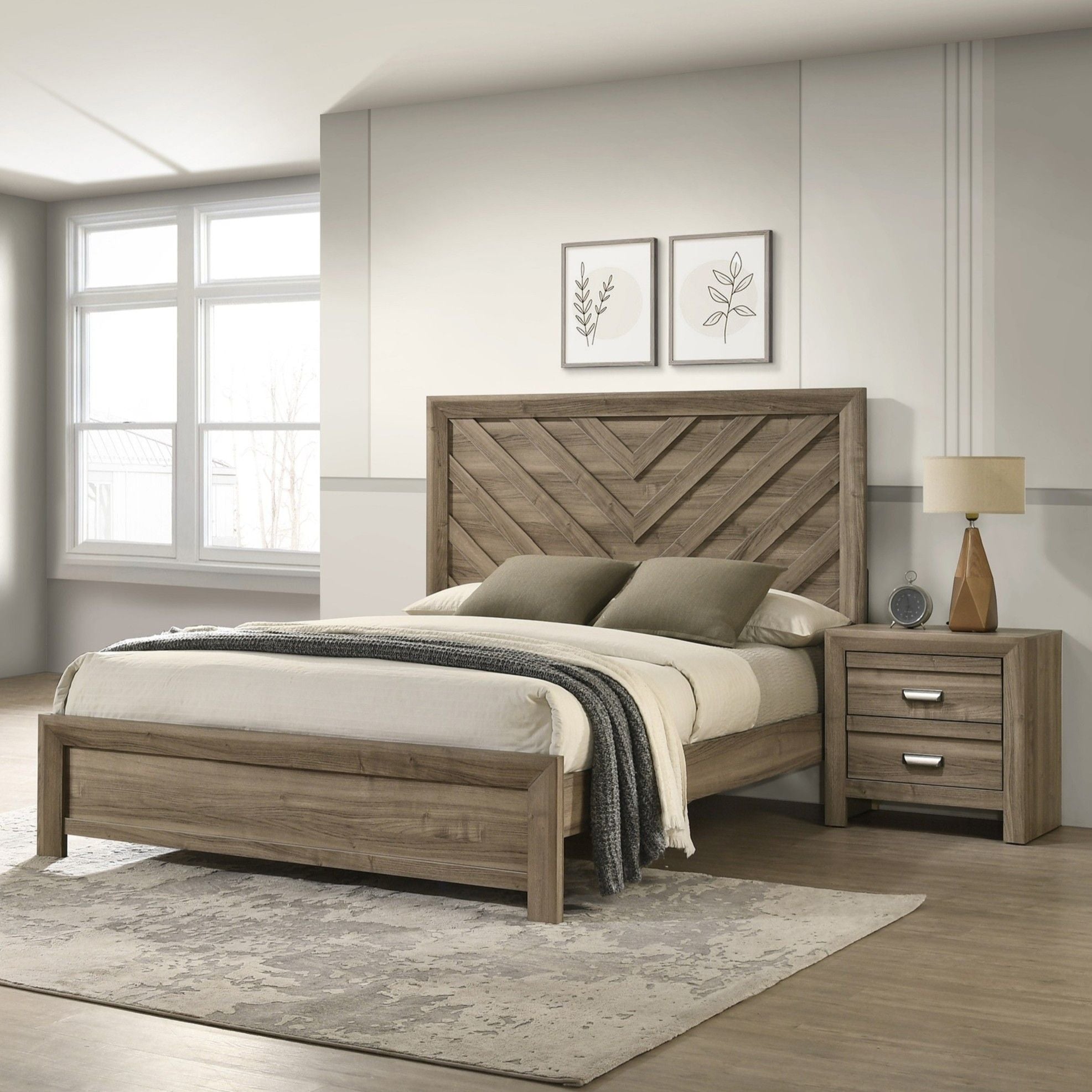 2 Drawer Nightstand- Light Brown
