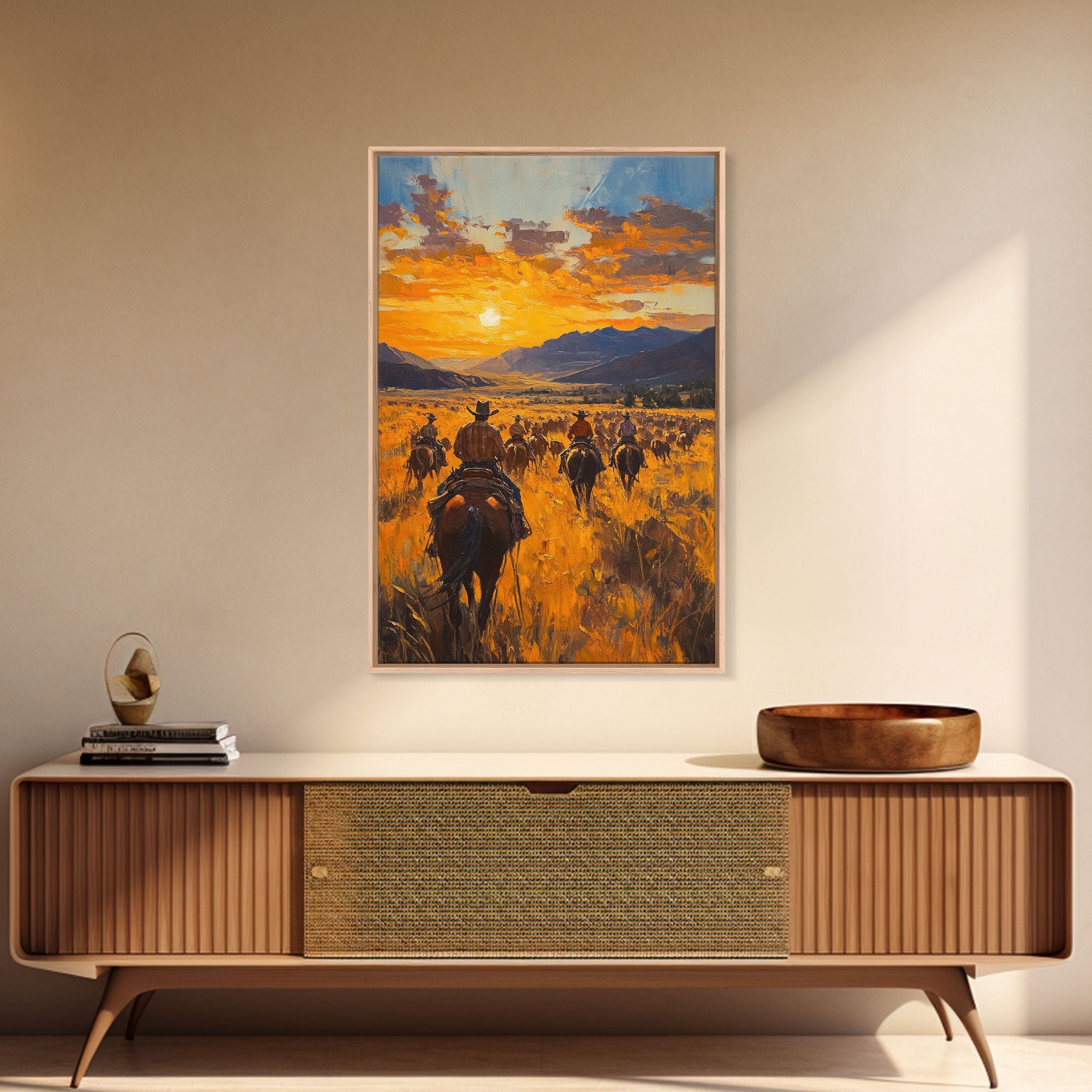 Cowboy Riders at Dusk Wall Art