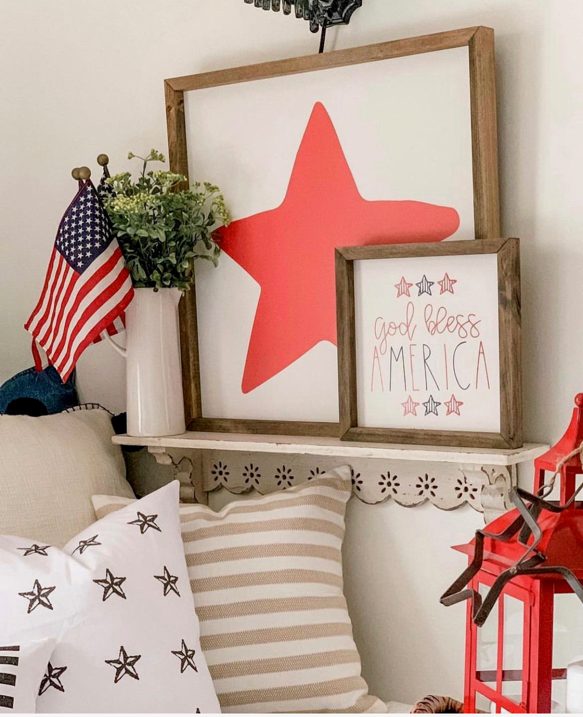 God Bless America-Red, White, Blue Framed