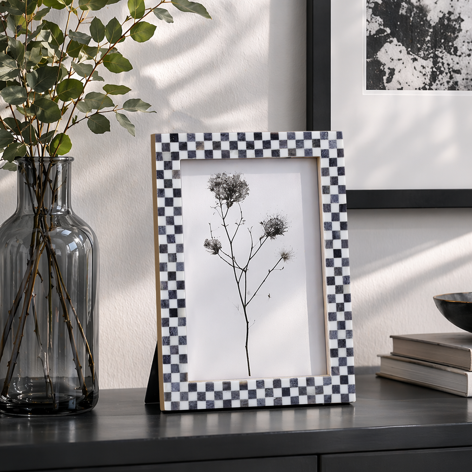 Checkered Bone Inlay Picture Frame