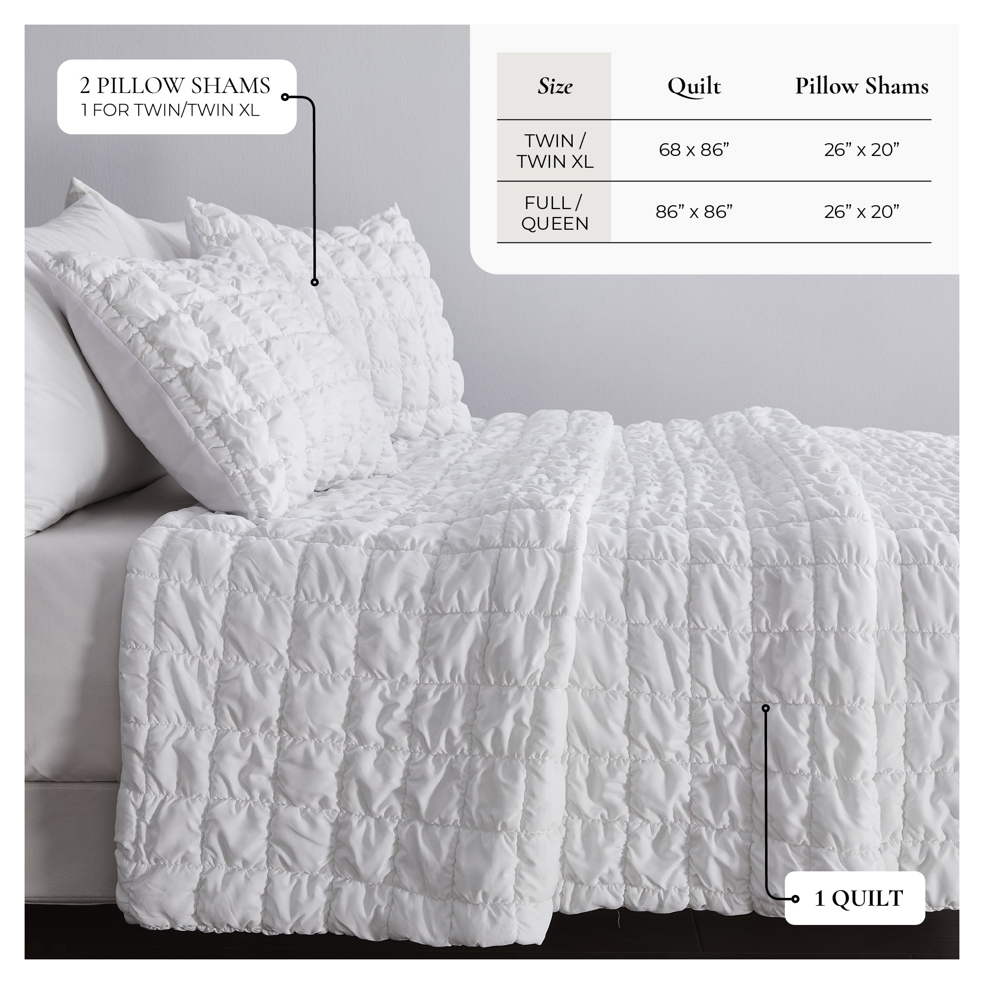 Puff Marshmallow Texture Quilt Set