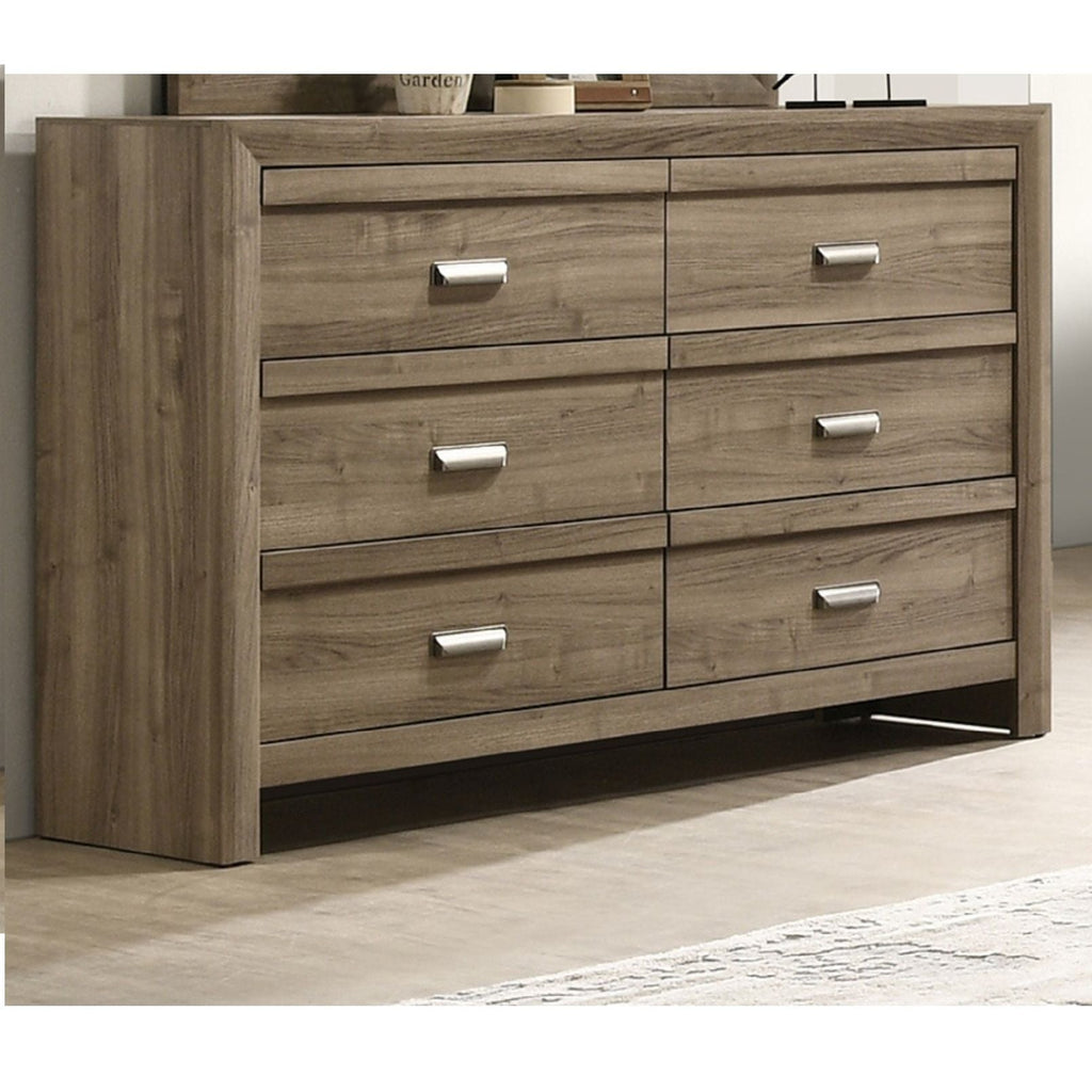6 Drawer Storage Dresser- Light Brown